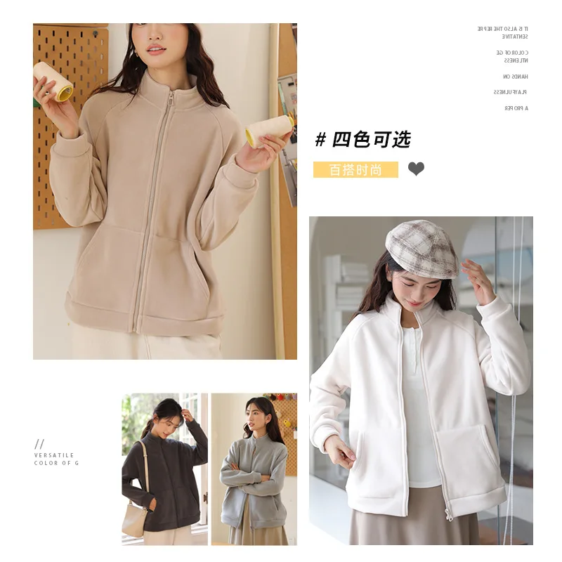 Autumn and Winter Velvet Clothes Women's Jacket Warm Fleece Cardigan Wear Long-sleeved Top Casual Shirt