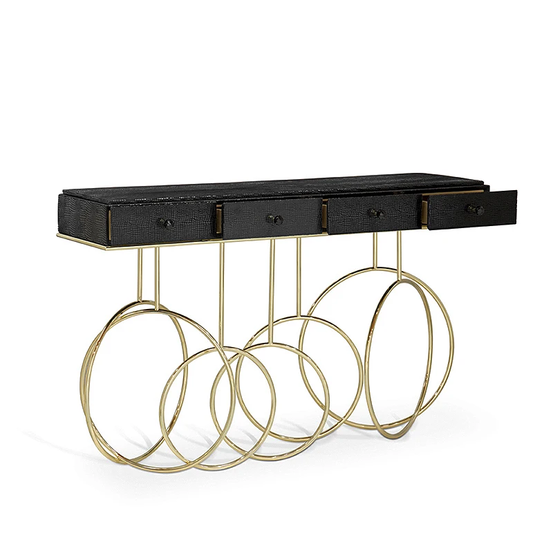 

Italian minimalist porch table, entrance foyer against the wall, post-modern designer stainless steel porch cabinet