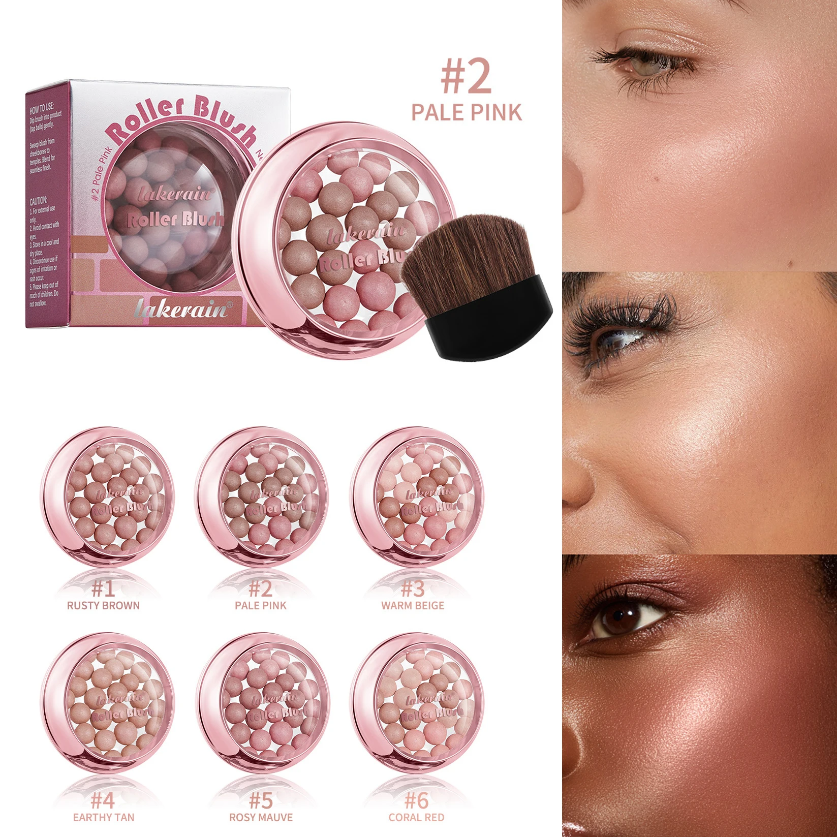 Rouleau nacré Blush perles longue durée éclaircissant ton de peau surligneur maquillage joues Contour poudre fard à joues avec brosse