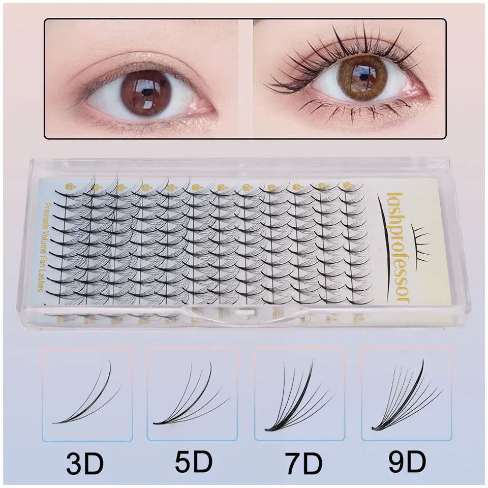 

Lashprofessor Pointy Base 3D/5D/7D/9D Russia Volume Eyelashes Extension Individual Pre Made Ready Fan Lashes Faux Mink Cilios