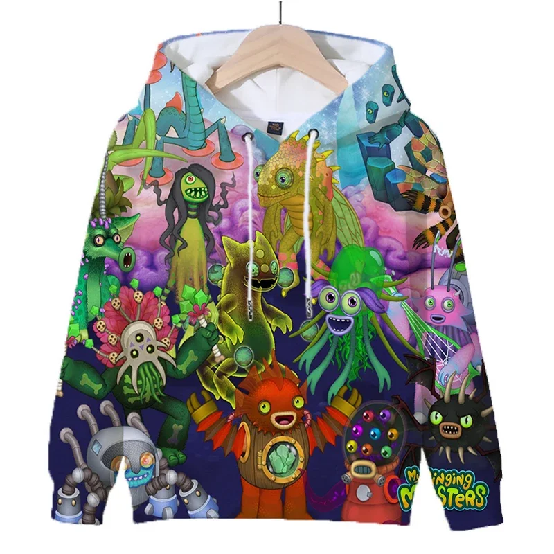 Cartoon My Singing Monsters Hoodies Pullover Boys Girls Autumn Long Sleeve Hooded Sweatshirts Fashion Casual Tops Kids Clothes #4