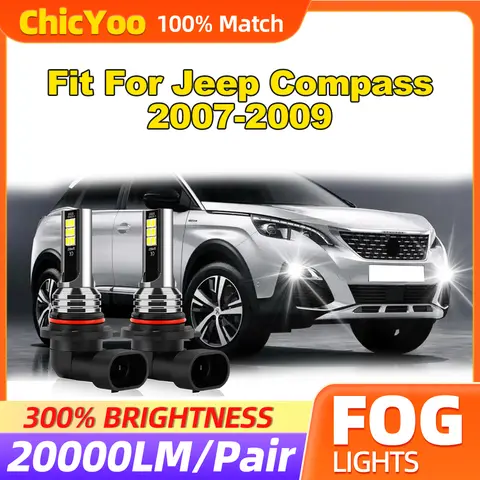 Fit For Jeep Compass 2007 2008 2009 60W Auto Fog Lights 20000LM Super Bright Car Fog Lamps 12V 6000K White Plug And Play