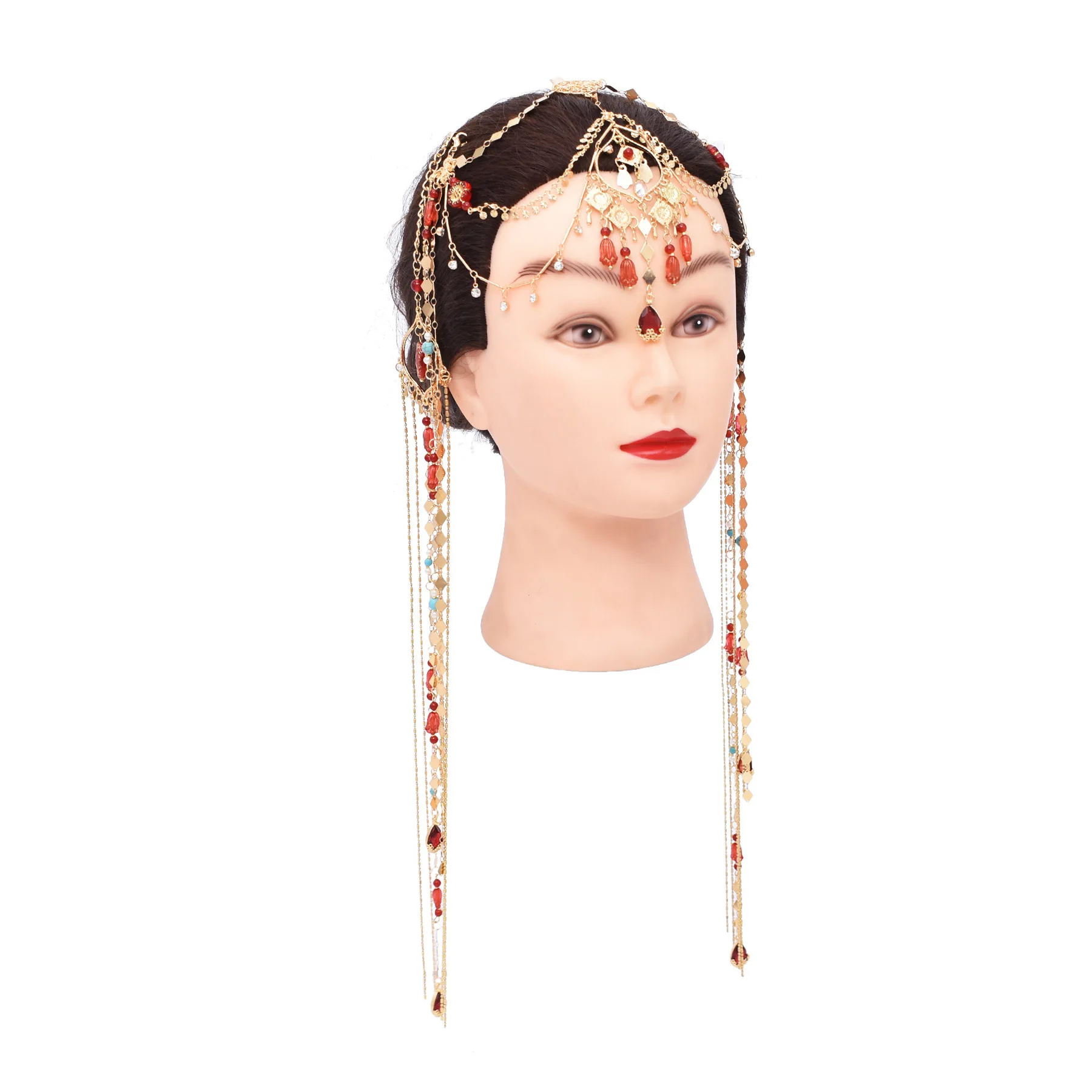 

Bohemian Princess Forehead Chain Hair Jewelry Long Chain Tassel Hair Accessories Exotic Ethnic Style Headwear Travel Headband