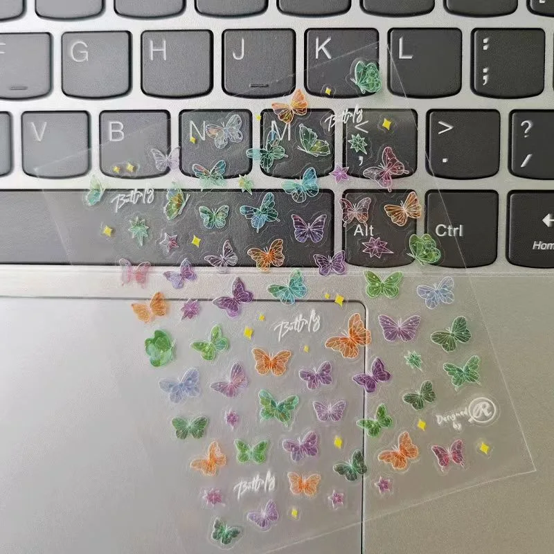 Butterfly Wing Stickers Iridescent Flowing Light Waterproof Non Toxic Multifunctional for Scrapbook Nail Art Kids Nails view 4