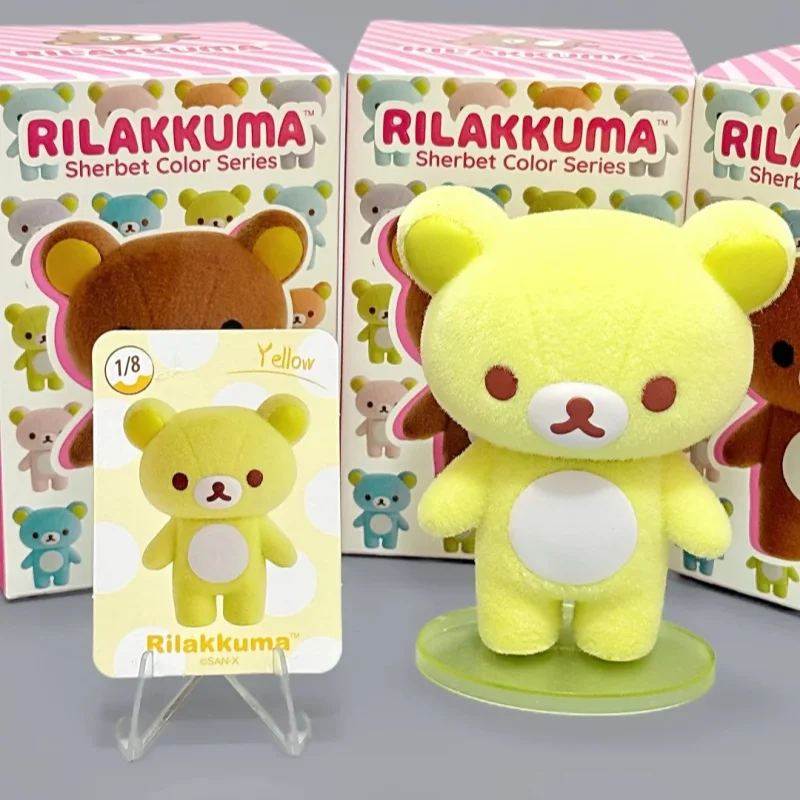 Rilakkuma Flocked Blind Box Figure Pink Sherbet Series Trendy