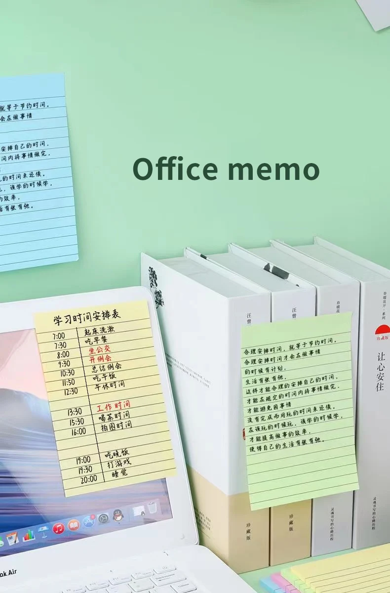 200 Blatt Line Haftnotizen, 4 Farben, tragbarer Notizmarker für Studenten, zum Schreiben von Haftnotizen, selbstklebend, einfach anzuwenden – Detail 8
