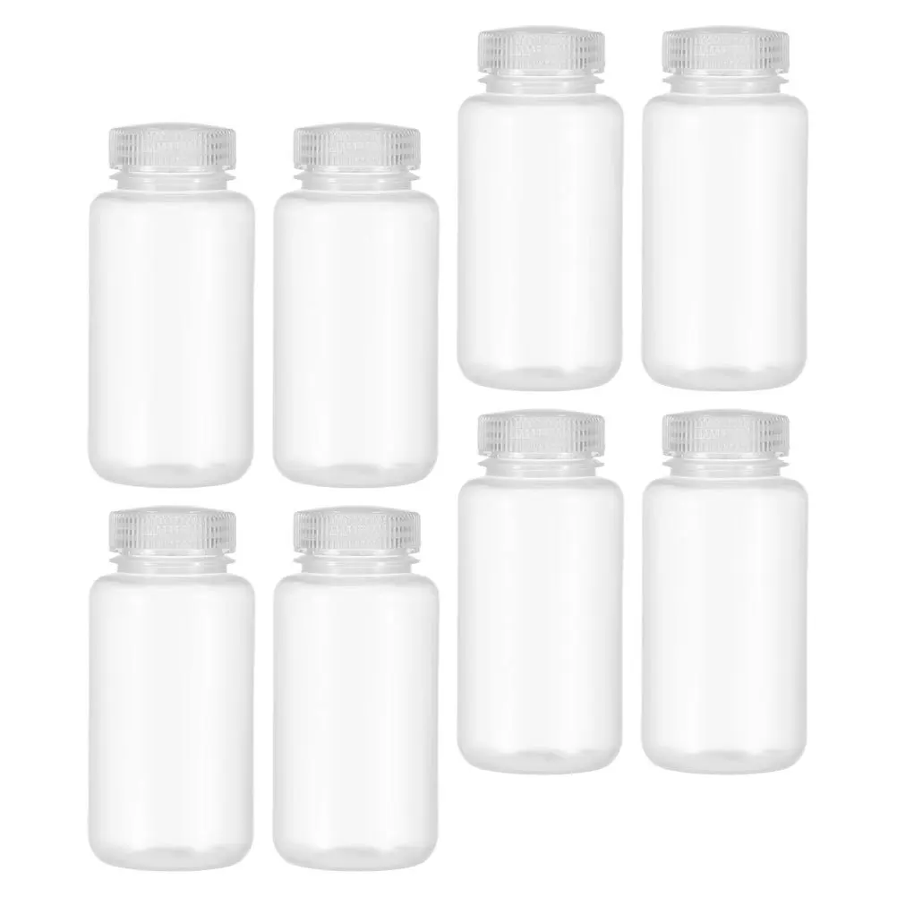 

8pcs Wide Mouth Reagent Leakproof Sealed Plastic Water High Temperature Resistant Transparent Empty With Lid Clear Liquid