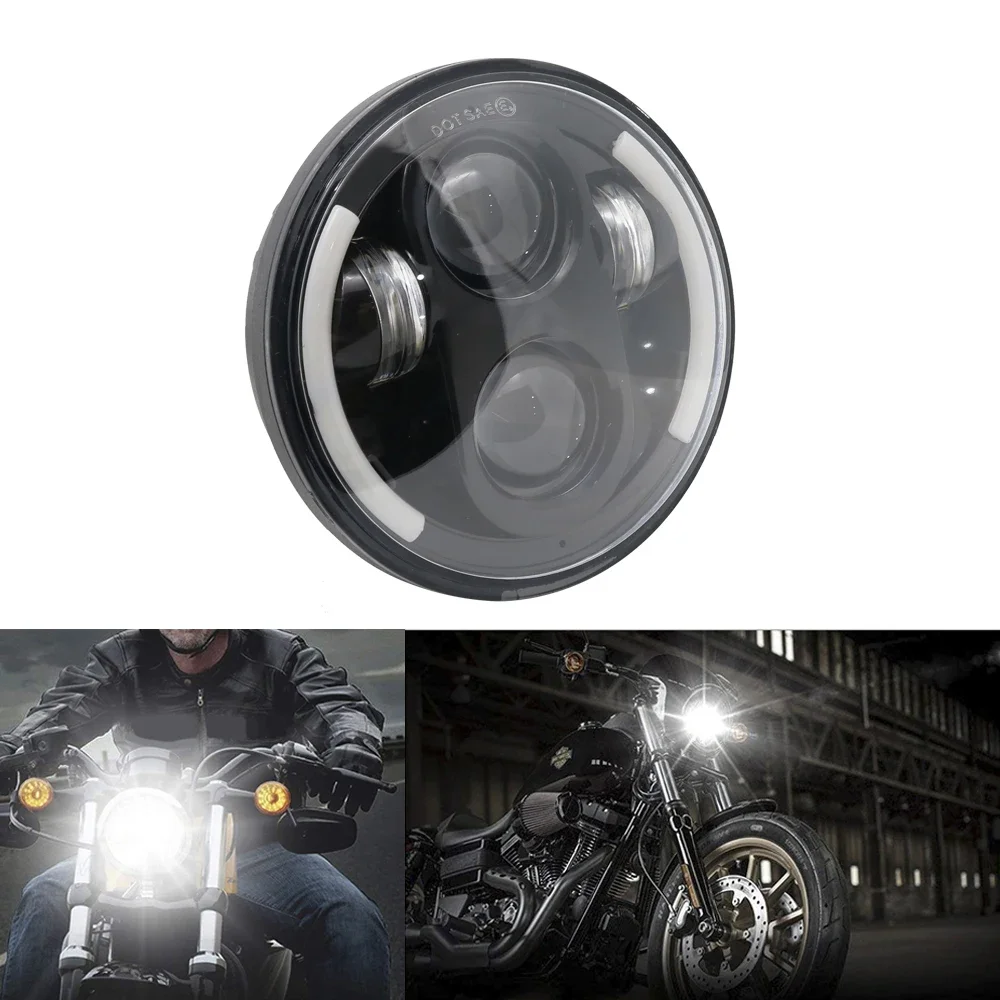 Faro de motocicleta Pop para coche Harley Thunder, faro LED de 5,75 pulgadas H4 para Peterbilt 349 Yamaha Grizzly Twizy Datsun 620 Jag