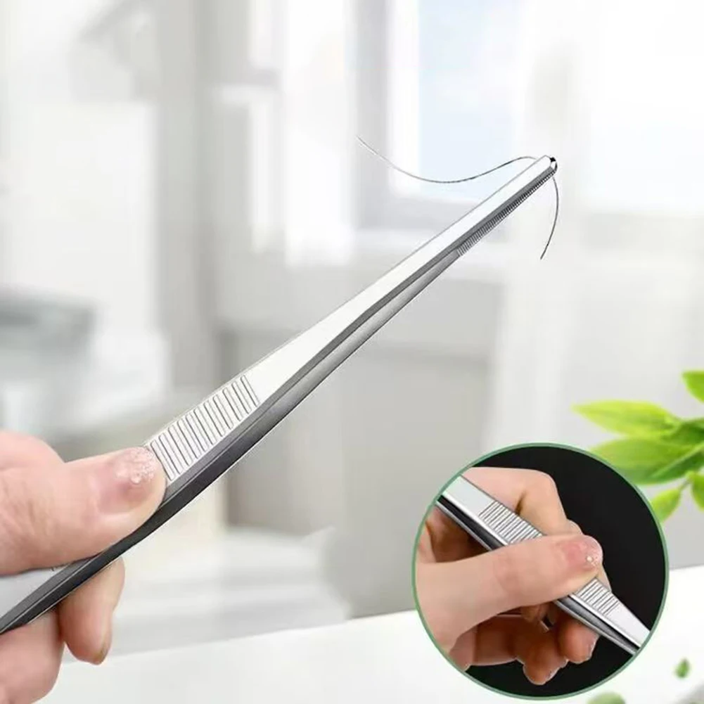 2 Piece Stainless Steel Cooking Tweezers for Grilling BBQ Flipping Serving Pasta Salad Plating Precision Handling Tool