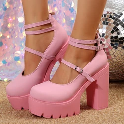 High Heels Women Mary Janes Shoes Woman Platform Fashion Sandals Women Summer New Dress Lolita Shoes Chunky Pumps Zapatos Mujer