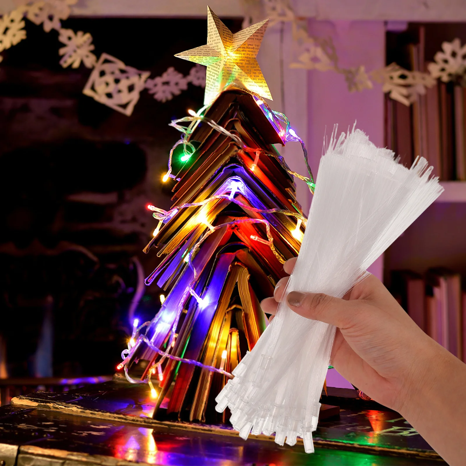 50Pcs Fiber Optic Rods for Lighting Festive Party Table Decor Neon Tabletop Decorative Props Supplies Table Decorations