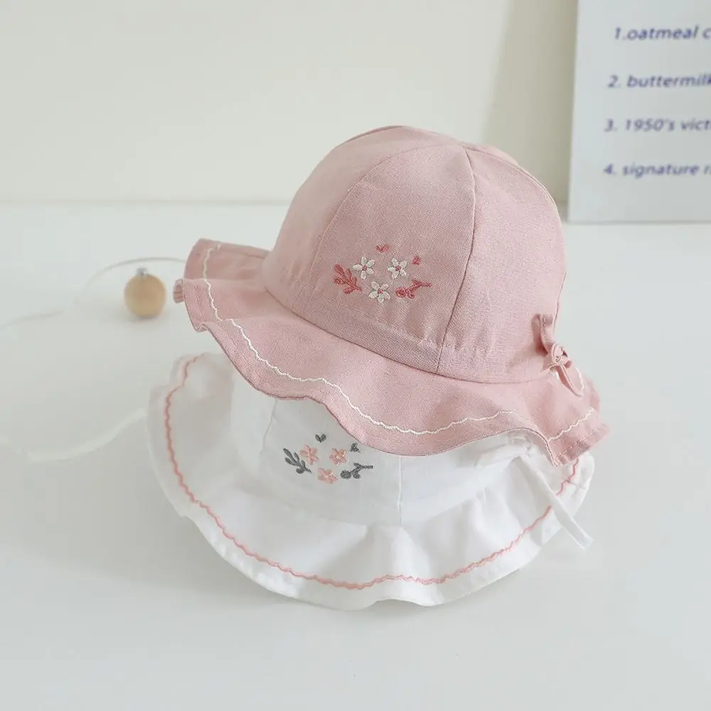 

Cute Flower Infant Bucket Hat Pleated Wide Brim Baby Sunhat Sunscreen Love Heart Toddle Fisherman Hat Kid