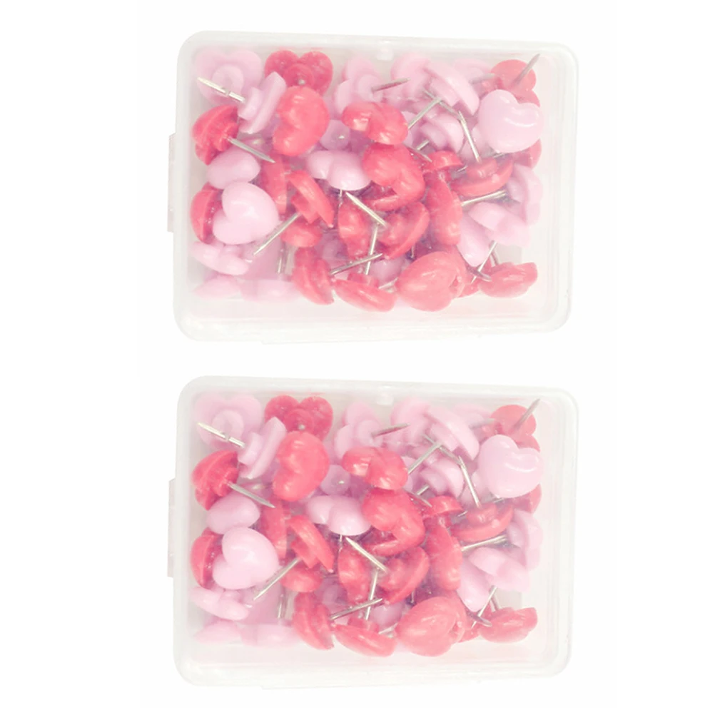 

100 Pcs Pushpin Box Decoration Heart Shape Pins Love Safety Decorative Thumbtacks for Cork Board
