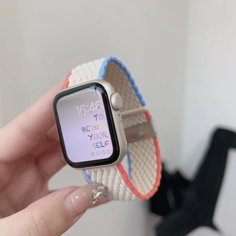 

Superior elastic nylon For Apple Watch band .women Series 10/9/8/7/ 38mm 40mm 41mm 42mm 44mm 45mm 46mm 49mm for iwatch Strap