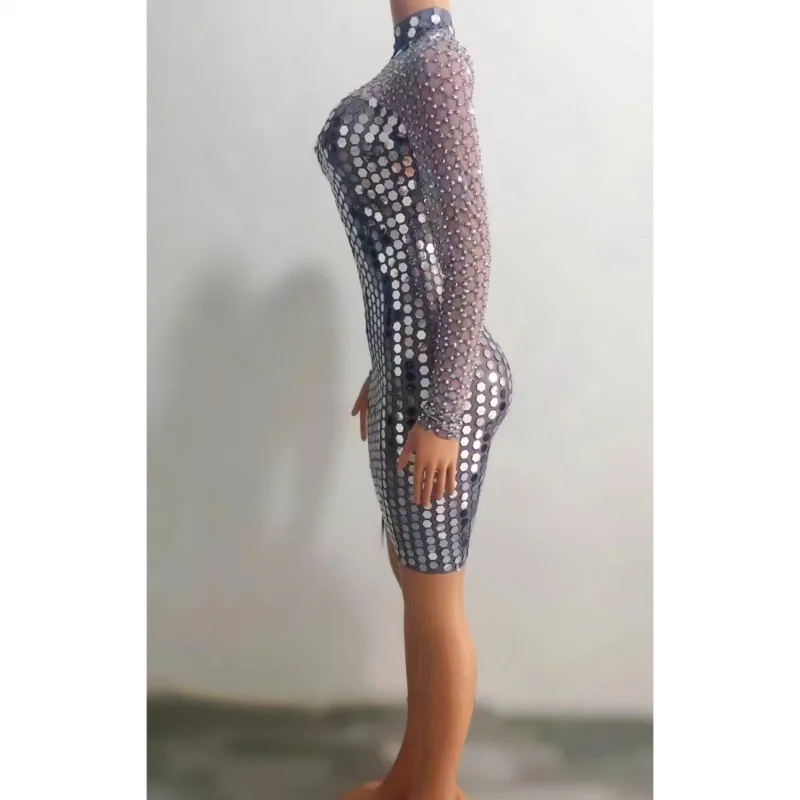 زي Hive Club Bar أنثى مغنية مثيرة ضيقة ترتر فريق الرقص حفلة Abito فاخرة أنيقة حفل Vestidos De Graduaciones Mujer