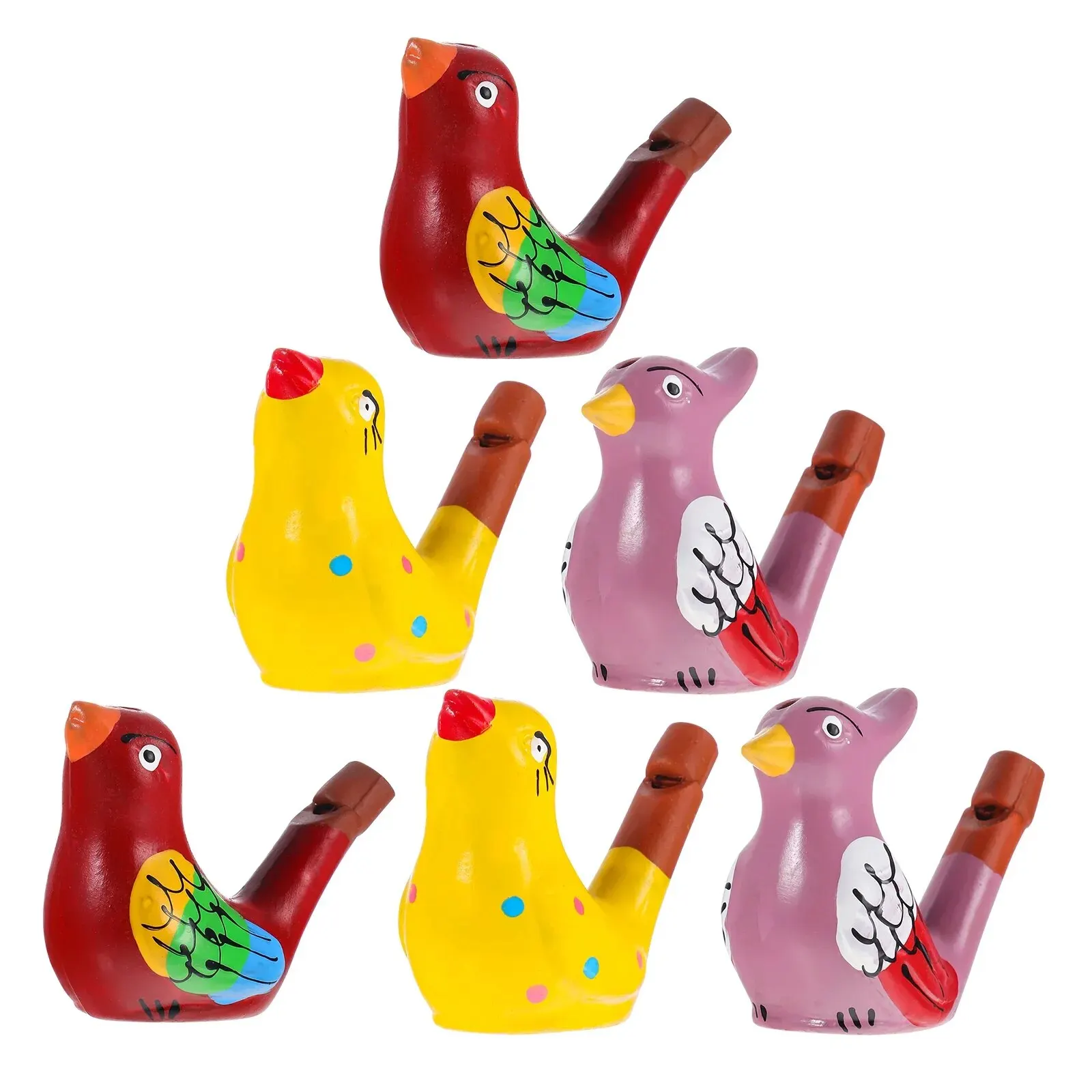 6Pcs Ceramic Whistles Funny Bird Water Whistles Noise Makers for Kids Birthday Favors Gifts Party Horn Trumpet