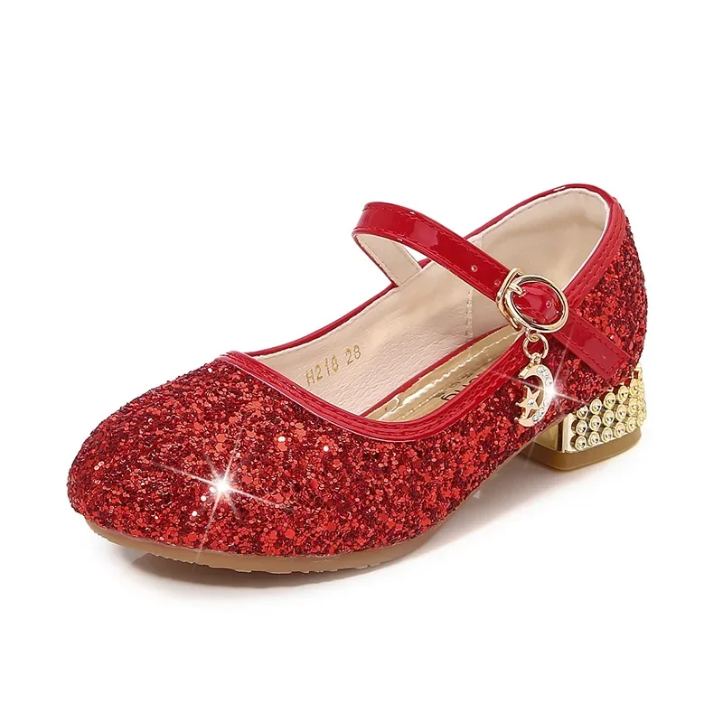 Zhongda-zapatos de cristal con lentejuelas para niña, calzado versátil de princesa Mary Jane, para caminar, para la escuela