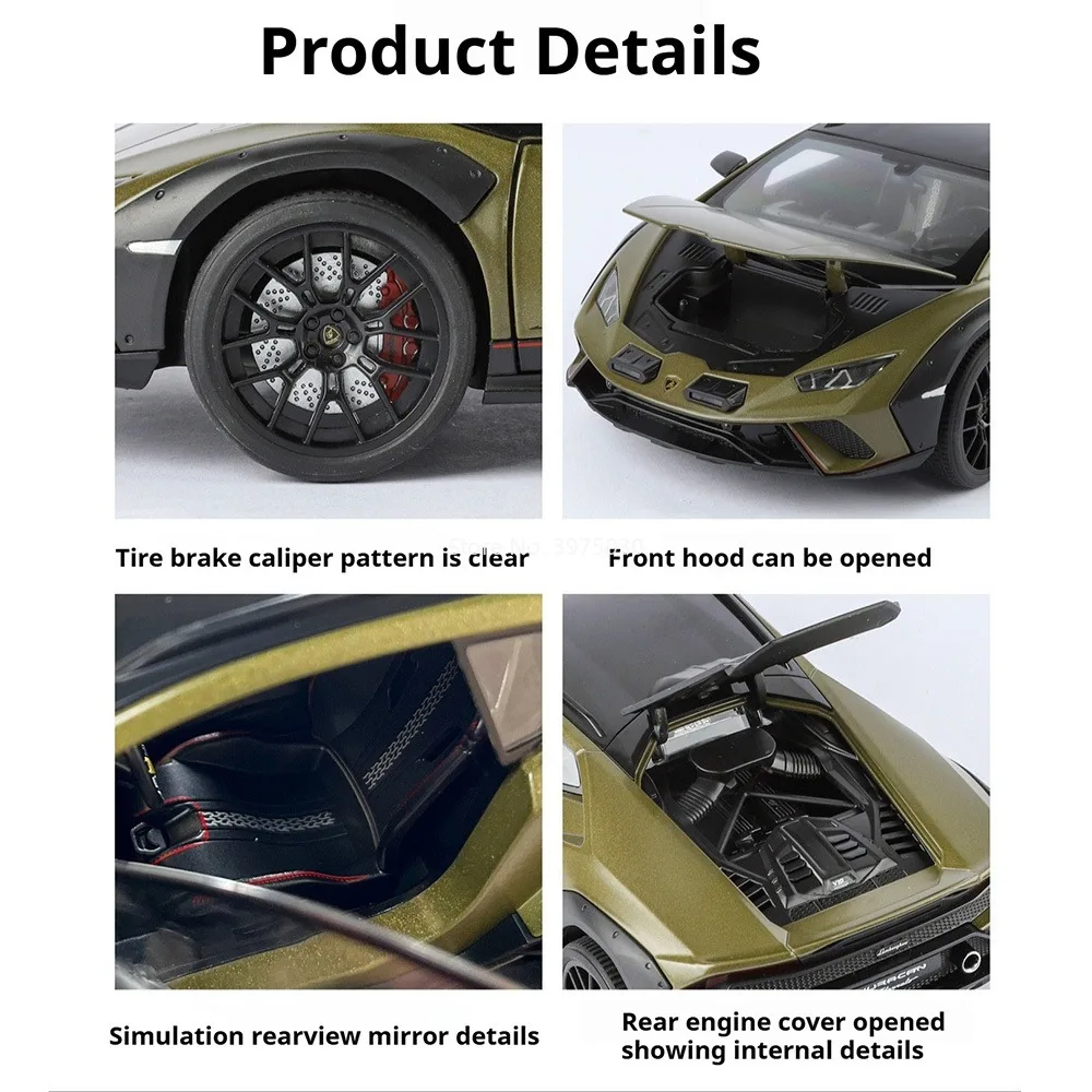 1:18 Lambor Huracan Sterrato ONE juguetes coches de aleación modelos puertas abiertas coche deportivo en miniatura volante vehículos para niños regalos