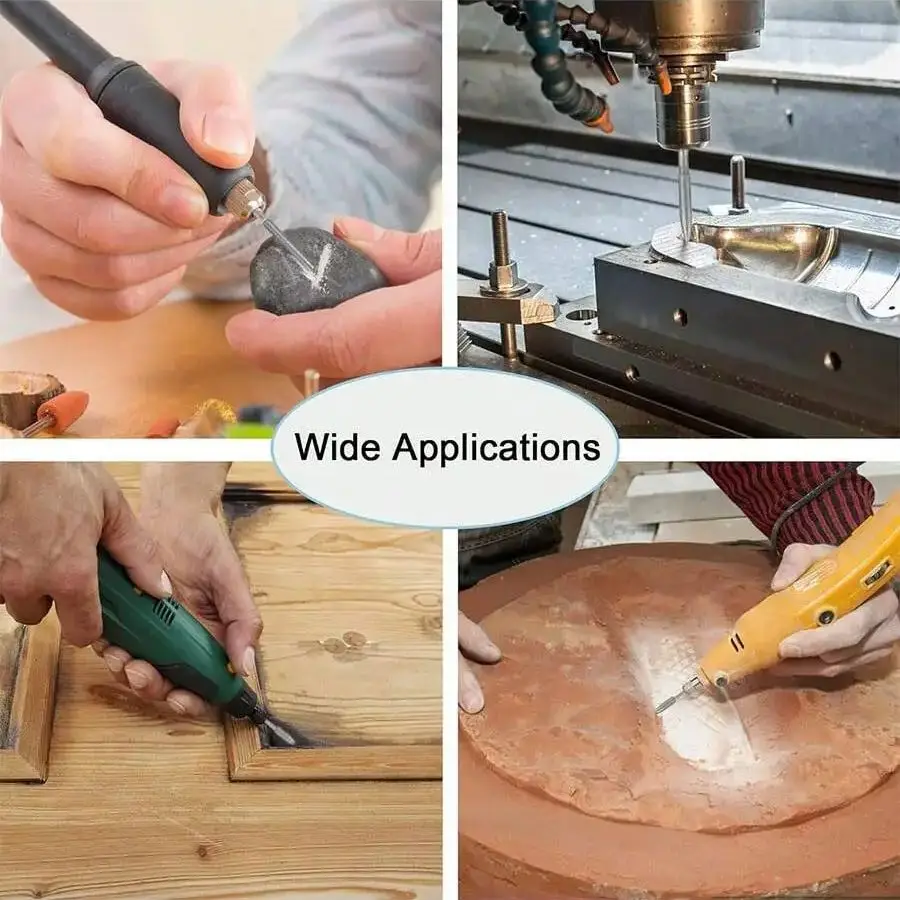 11PCS Diamond Grinding Head Polishing Kits Rotary Tools Small Long Cone Accessories with 1/8’ Shank For Carving Stone Glass etc