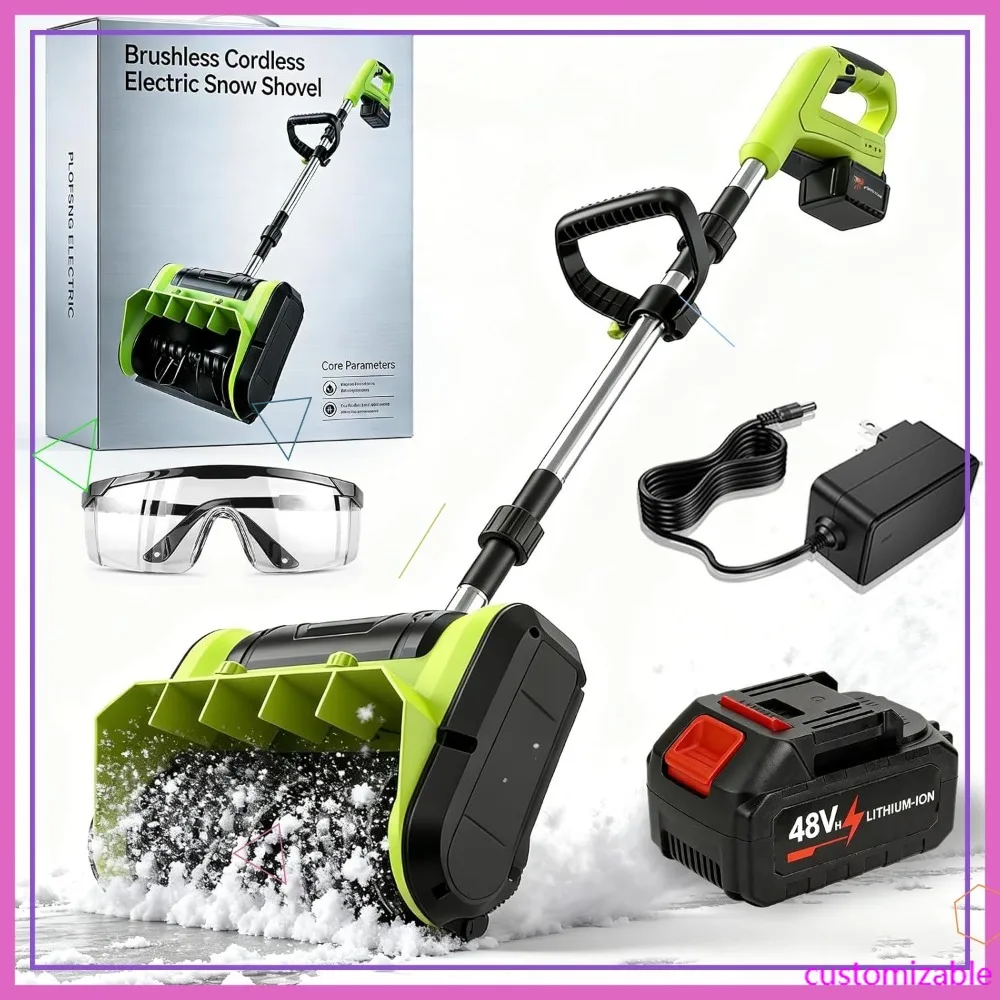 

Беспроводная электрическая лопата для уборки снега, 13,5-дюймовый бесщеточный снегоуборщик с аккумулятором 4,0 Ач и зарядным устройством, дальность выброса 25 футов для подъездных путей и патио