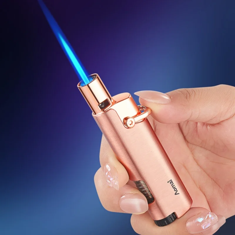 Aomai New Premium Swing Arm Jet Torch Lighter Windproof Flame Butane Zinc Alloy For Cigar Candle Lighter Festival Smoking Gift