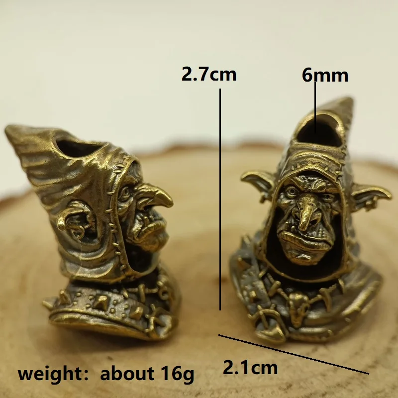 Goblin Humanoid Organism Brass Knife Beads EDC DIY Paracord Woven Bracelets Lanyard Pendants Accessories Outdoor Tool Hangings