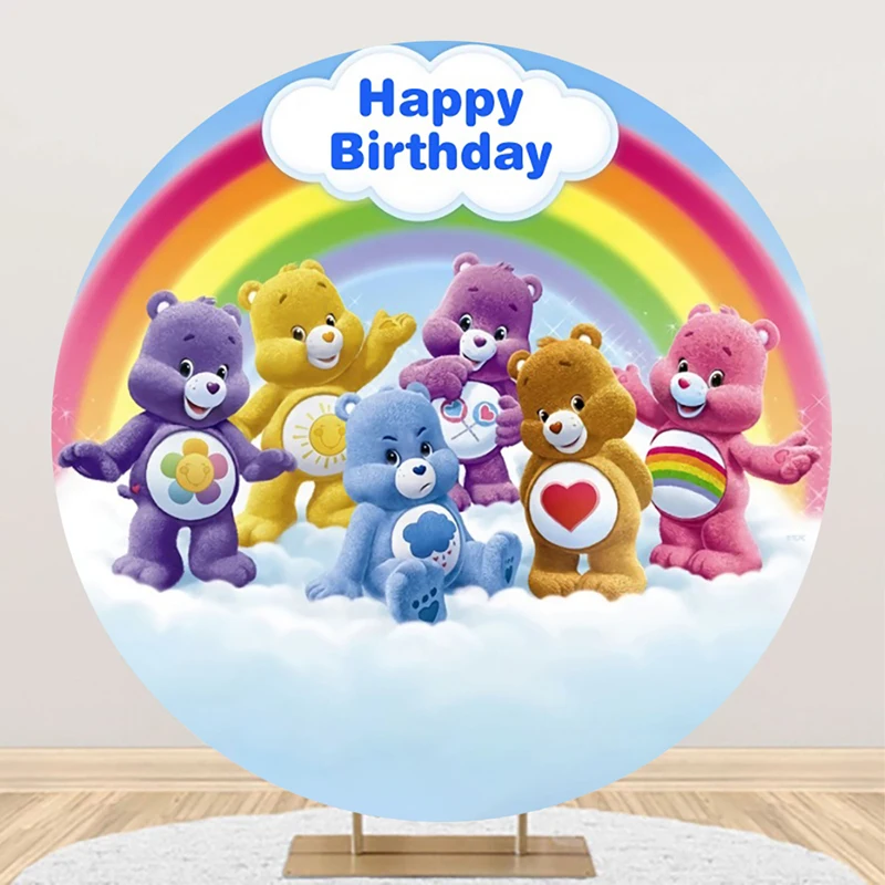 Carebear Round Backdrop Background For Photography Baby Shower Birthday Decoration Party  Care Bear Photozone Shooting Props