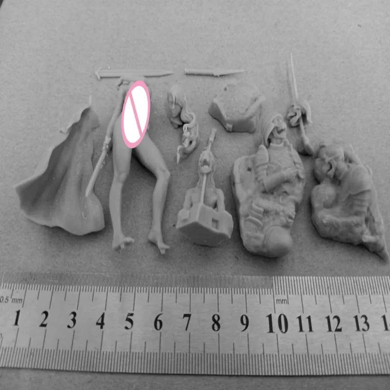 Sexy Female Swordsman DIY Resin Figures Model Kit 1/24 Scale 75mm Unpainted Unassembled 3D Toy