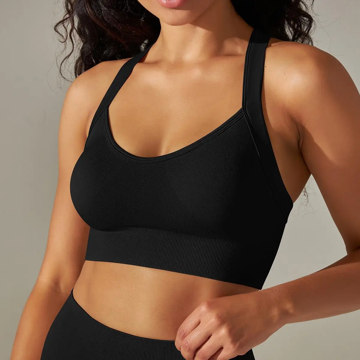 Mileegirl Seamless Yoga Bra for Women Solid Widen Straps Sports Crop Top Cross Back Gym Fitness Vest Solid Workout Running Top