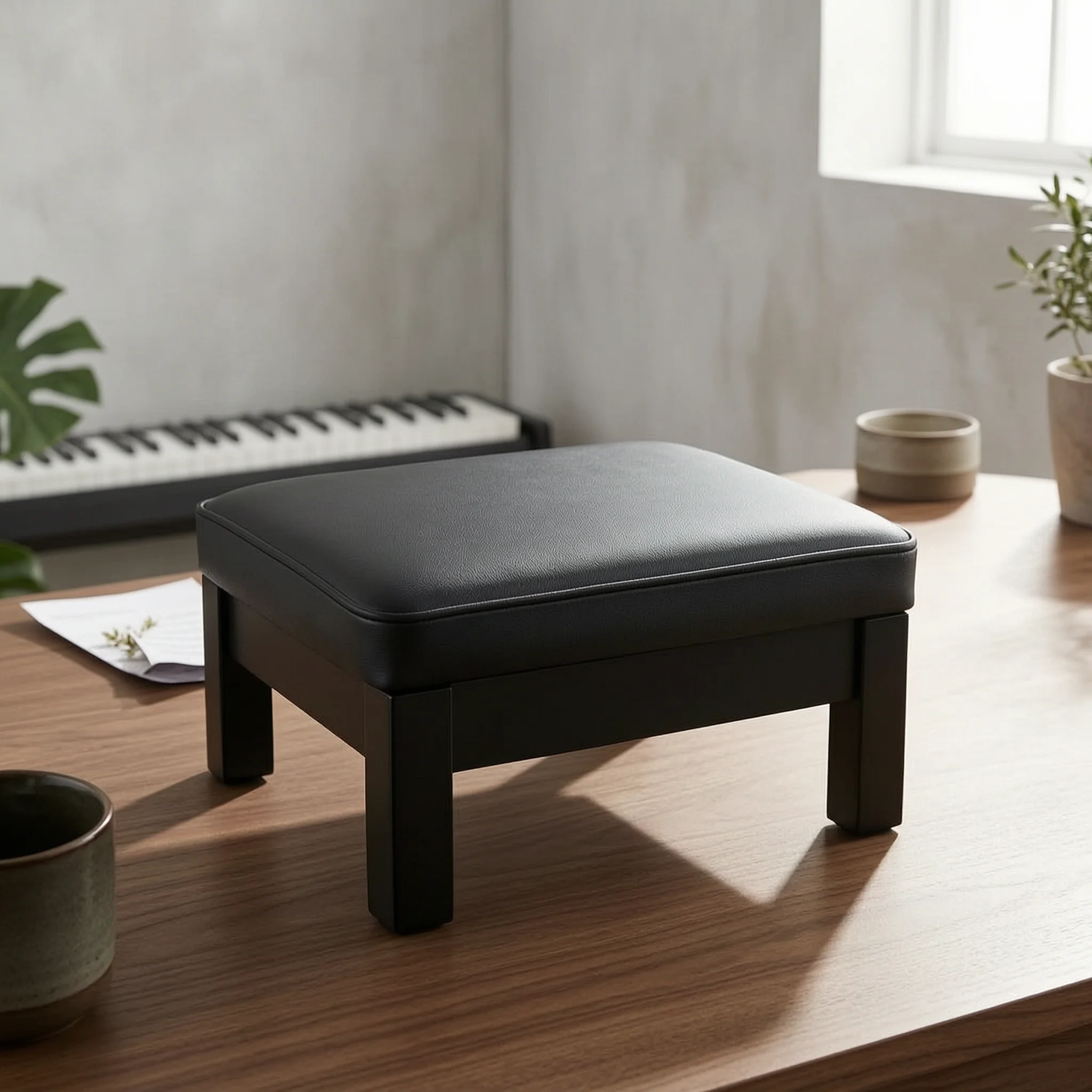 Music Bench with Built-in Storage Soft Leather Cover Piano Seat High-density Foam for Home Use
