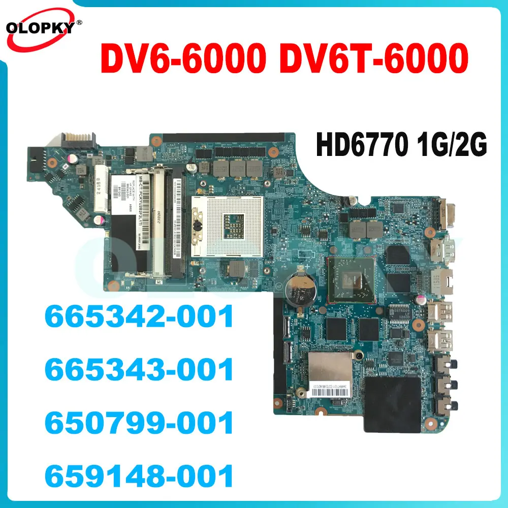 

650799 -001 665343 -001 11A67-2 Материнская плата для ноутбука HP Pavilion DV6 DV6-6000 с графическим процессором HD6770M HM65 DDR3 Полностью протестирована
