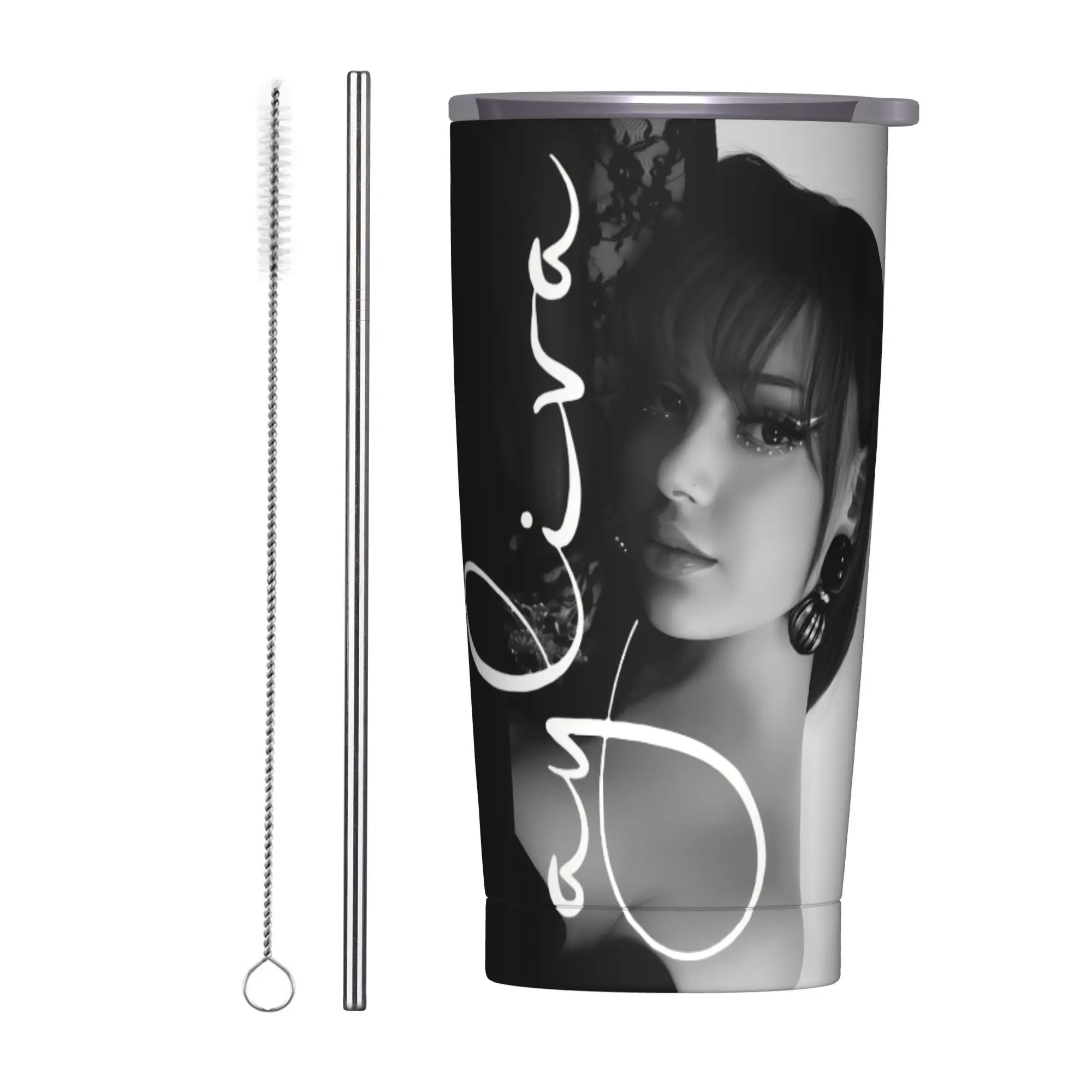 

Термокружка-тамблер Ayliva Tumbler с крышкой и соломинкой, 20 унций, из нержавеющей стали, с двойными стенками, для кофе и воды