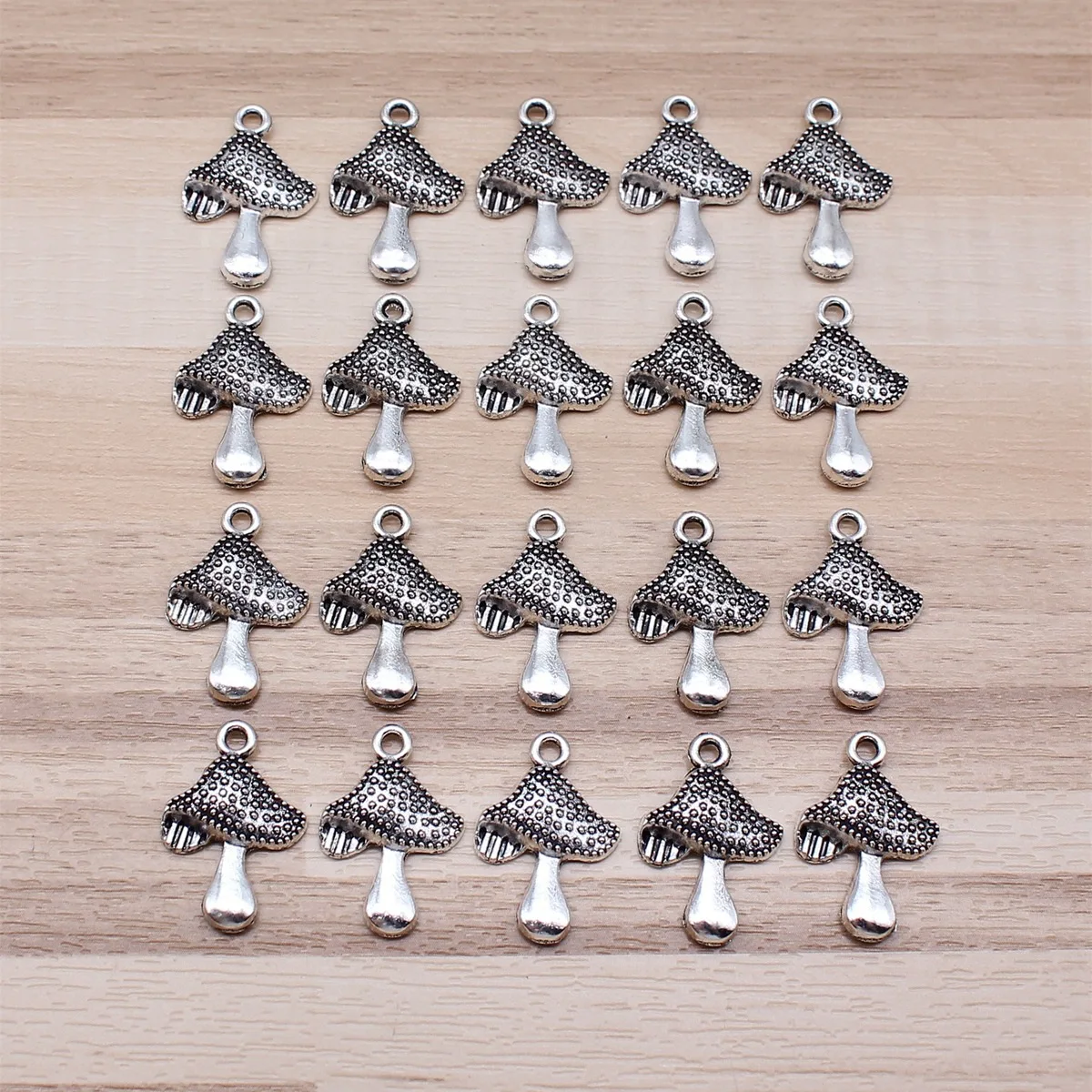 IFOCUS 20pcs/Lot Mushroom Charms For DIY Jewelry Making Zinc Alloy 20x14mm/0.79x0.55inch