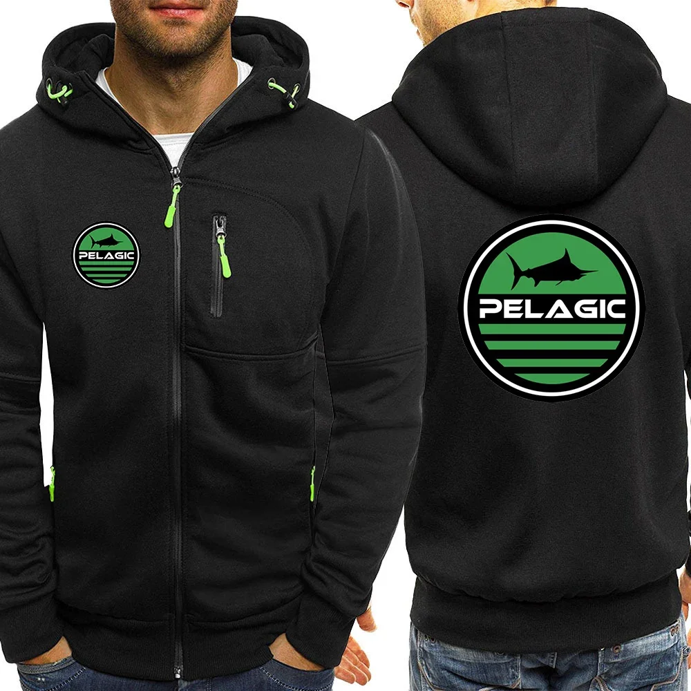 

2024 Men New Pelagic Fishing Logo Printing Spring and Autumn Casual Hot Sale Three-color Zipper Hooded Classics Versatile Tops