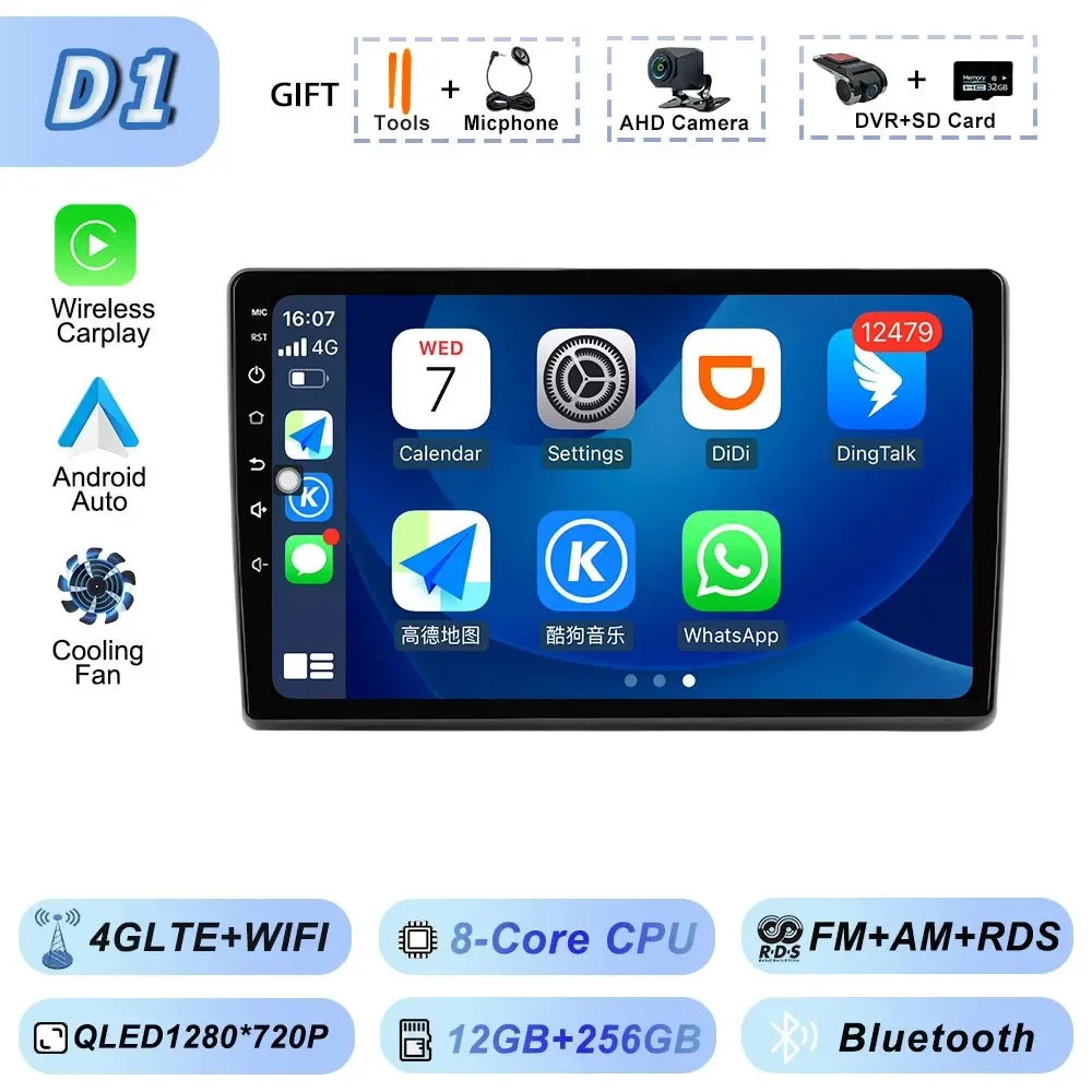 Video Speler Carplay Autoradio voor Fiat Ducato 2007 2008 2009 2010 2011 2012-2015 Android 15 Stereo multimedia BT Auto Android