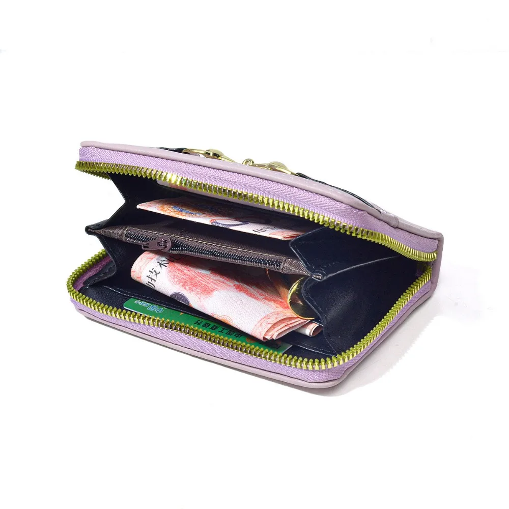 Portable PU Women Leather Purse Solid Color Leather Rope Hardware Wallet Korean Style Versatile Zipper Zero Wallet School