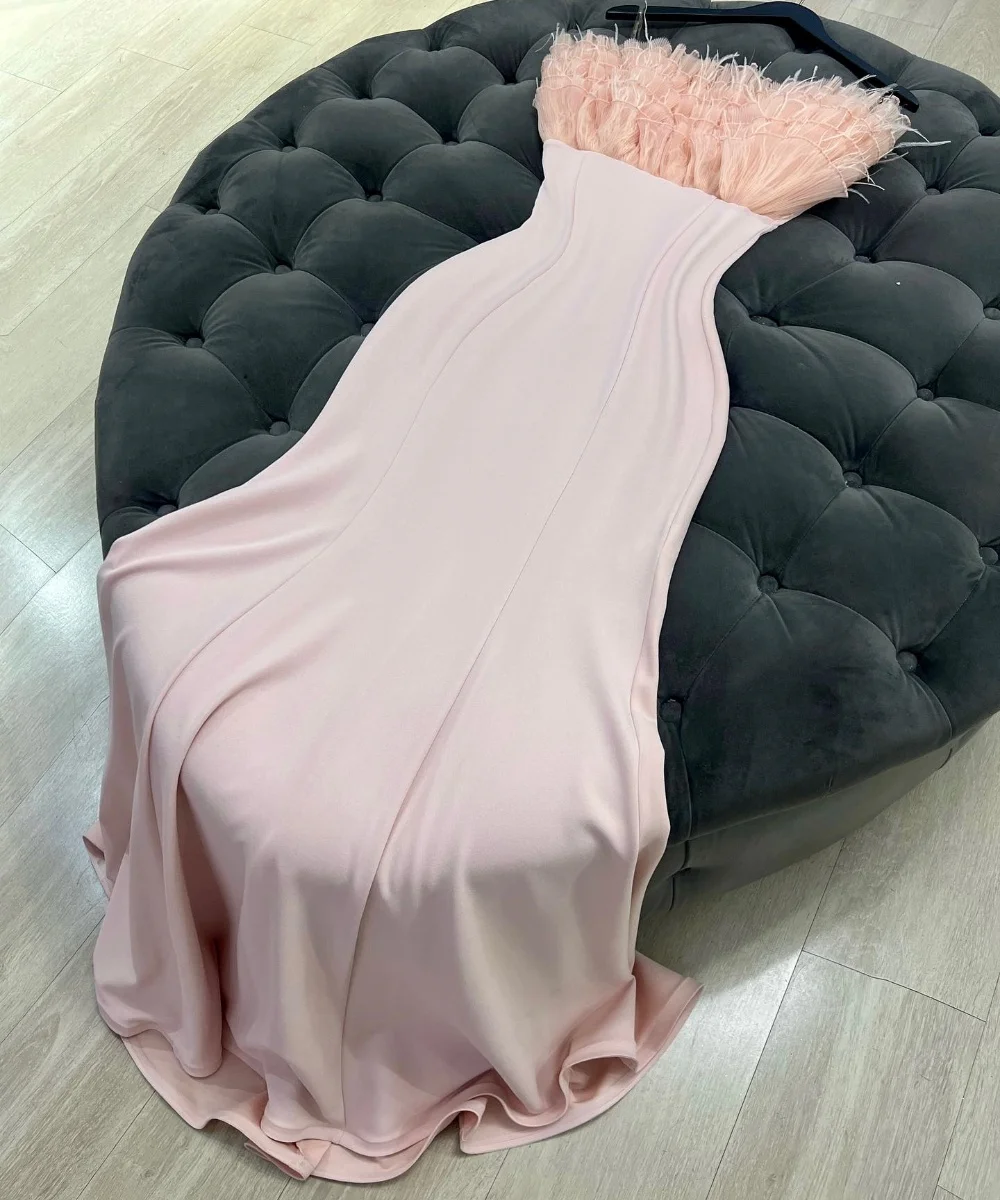 

Customized Fashion Jersey Pleat Trumpet Strapless Long Dresses Bespoke Occasion Evening High Quality Formal