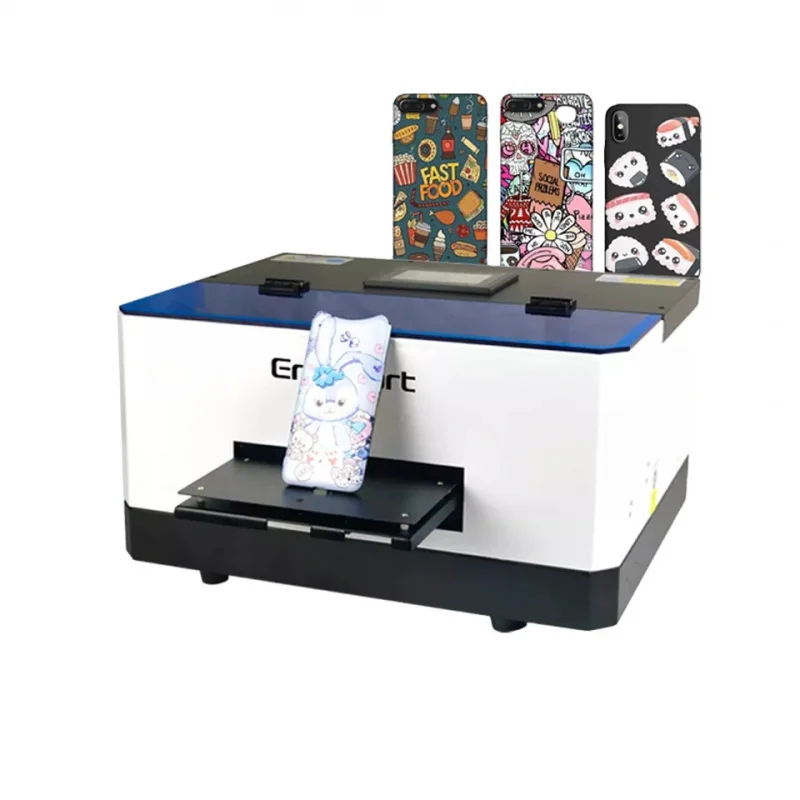 Erasmart mini flatbed UV printer for A5 mobile cover Led case with multi-color UV ink for home use