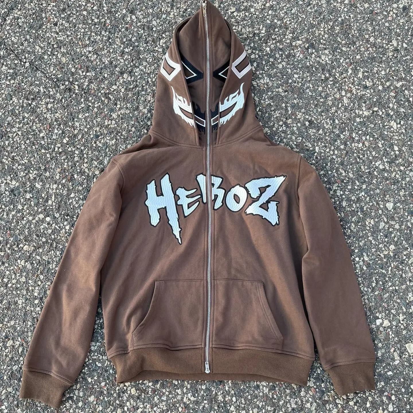 Y2k Men Daemon Print Hoodies Women Hip Hop Zipper Long Sleeve Jacket Coats Spring Autumn Harajuku Casual Loose Hooded Sweatshirt