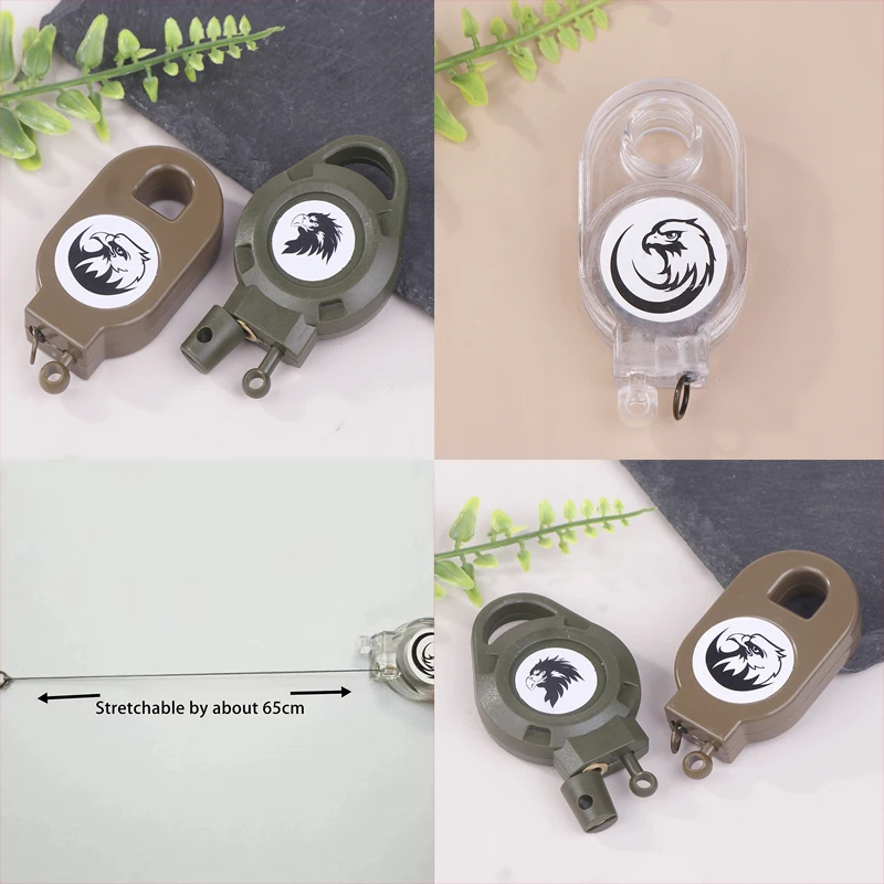 

Multi Functional Retractable Keychain Anti Lost Pull Reel Carabiner Durable Plastic Quick Setting Trap Clip For Hunting