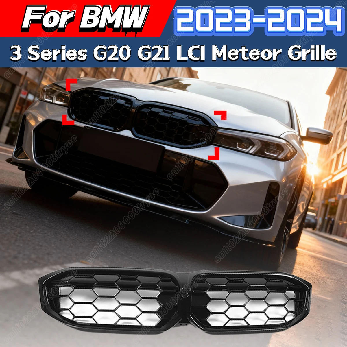 

For BMW 3 Series G20 G21 LCI 2023 2024 Car Front Bumper Mesh Style Air Intake Grille Racing Kidney Radiator Radiator Cover Kit