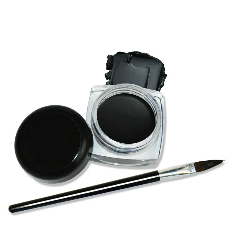 Zwarte waterdichte gel eyeliner mini eyeliner gelcrème met borstel make-up cosmetische zwarte waterdichte eyeliner pen