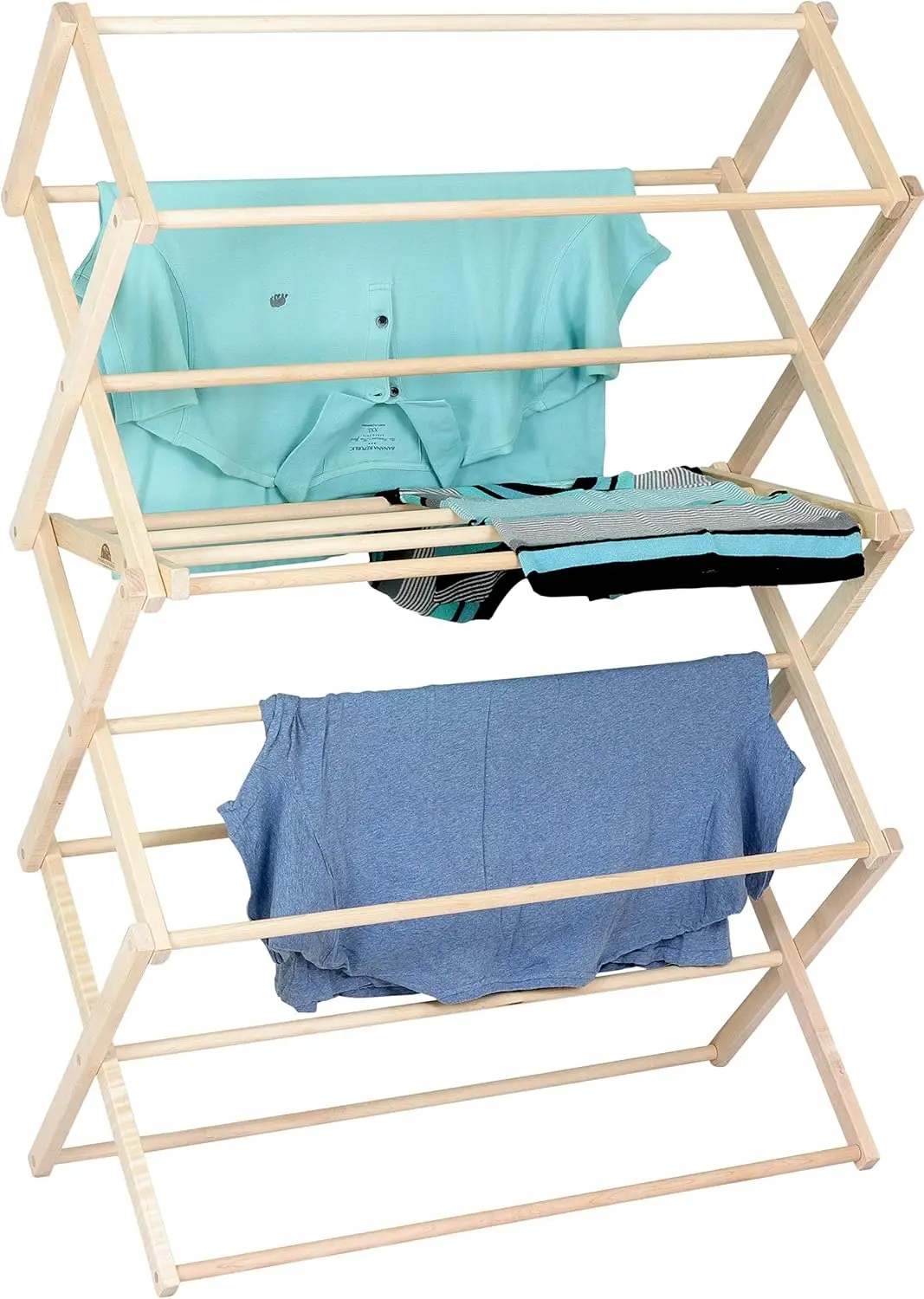 

Clothes Drying Rack: Solid Maple Hard Wood Laundry Rack for Sweaters, Blouses, Lingerie & More, Durable Folding Drying Rack