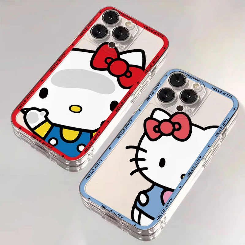 Funda de teléfono suave para iPhone XR 16 15 14 Plus 13 12 11 Pro MAX 17 Air 16e 12 Mini 7 8 Hello Kitty Sanrio lindo