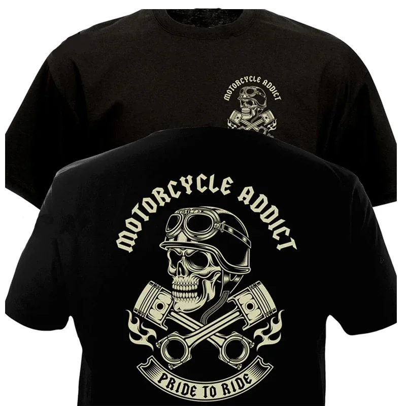 

Motorcycle Biker Chopper Bobber Motard Motorrad Print Tshirrt Men Summer Black Short Sleeve Men TShirt O-Neck Street Shirt