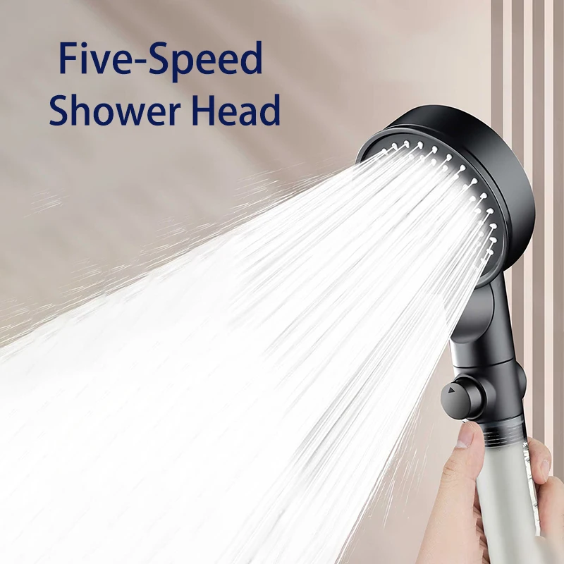 5 Mode Showerheads High Pressure Filter Showerheads One Touch Stop Bathroom Handheld Water Saving Sprayer Bathroom Accessories