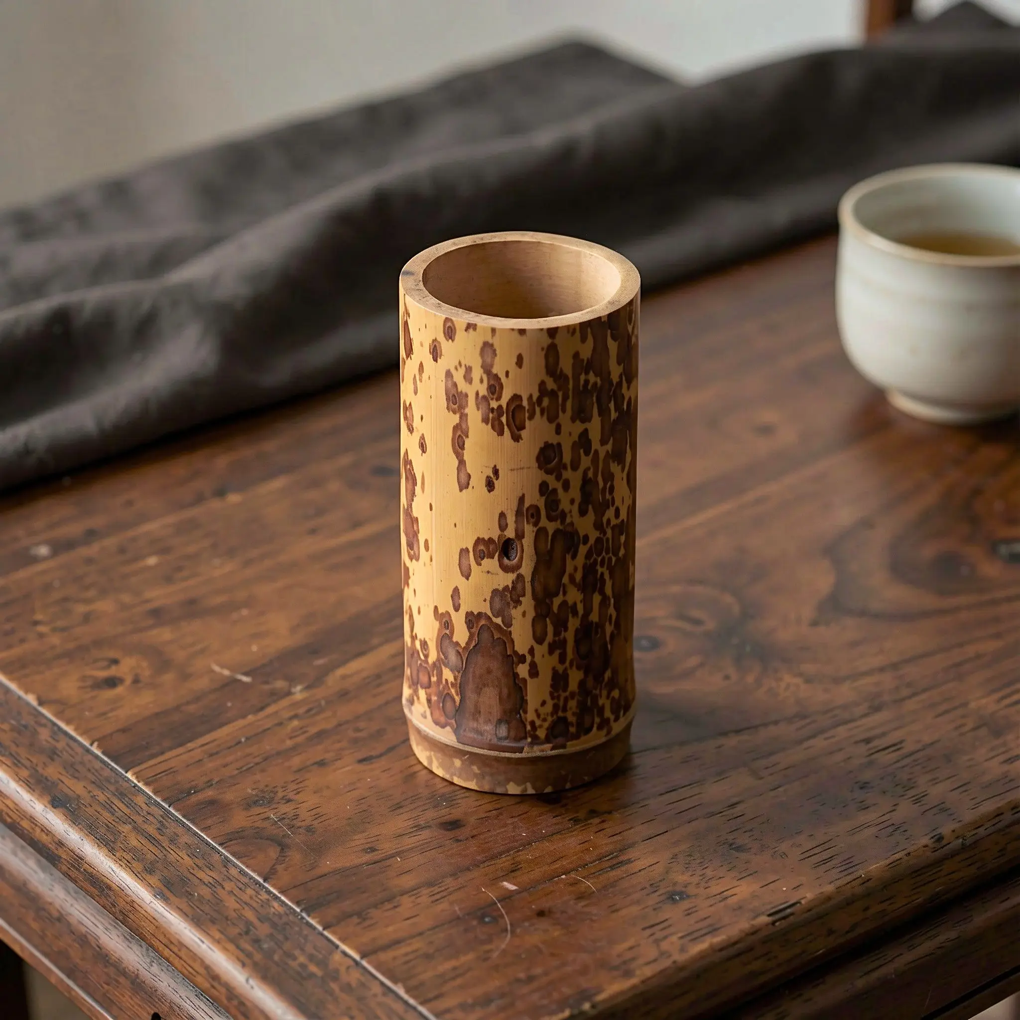 Cylindrical Bamboo Pen Holder Desk Organizer Decorative Pen Cup Office Art Supply Desktop Stationary Storage Accessory
