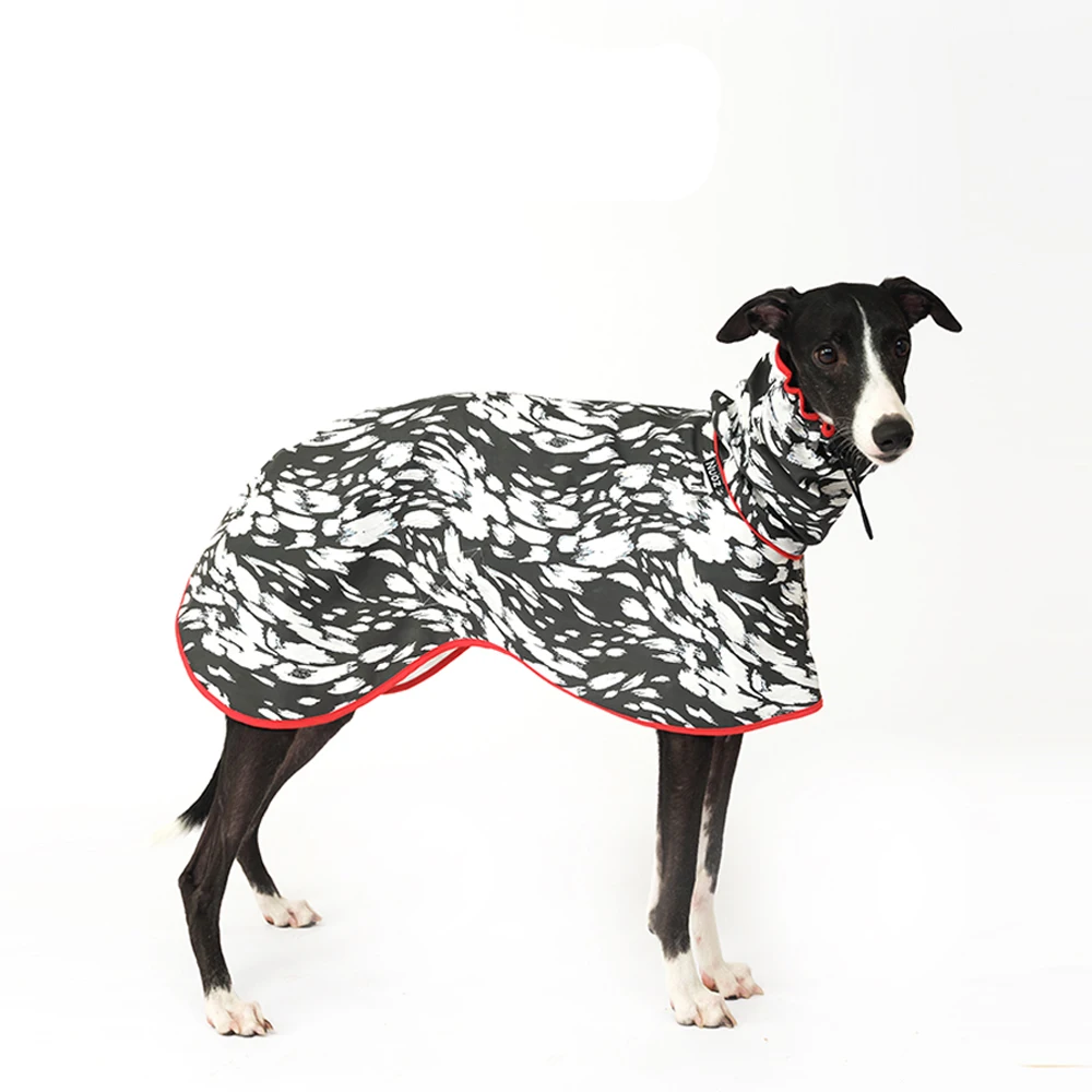 

Fahison Adjustable Waistband PU Coat For Italy Greyhound Waterproof Windproof Warm Cape Jacket for Whippet Dog