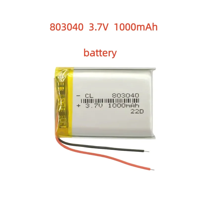 

High Qulity 3.7V 1000mAh 803040 Rechargeable Polymer Batteries Li-Po For Toy Power Bank GPS Laptop Camping Lights Diy