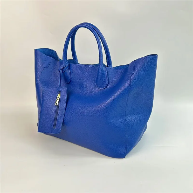 Bolsa tote feminina de couro macio, grande capacidade, minimalista, cor sólida, moda, bolsa de ombro para mulheres, trabalho, escola, bolsa casual diária